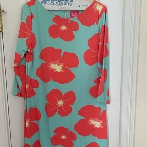 Adorable Britt Dress Turquoise w/ Deep Salmon 🌸